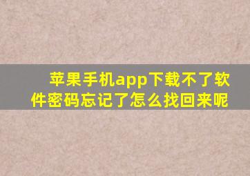 苹果手机app下载不了软件密码忘记了怎么找回来呢