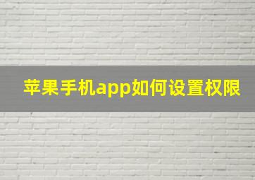 苹果手机app如何设置权限