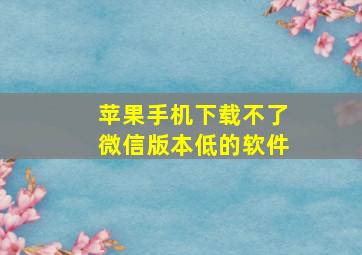 苹果手机下载不了微信版本低的软件