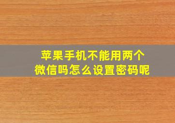 苹果手机不能用两个微信吗怎么设置密码呢