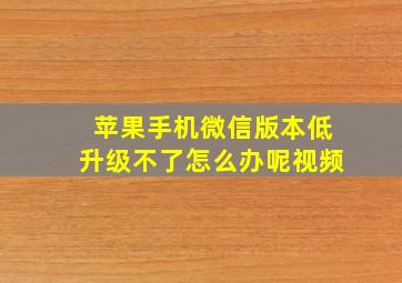 苹果手机微信版本低升级不了怎么办呢视频