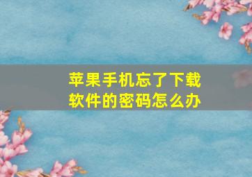 苹果手机忘了下载软件的密码怎么办