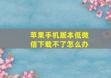 苹果手机版本低微信下载不了怎么办