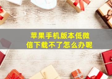 苹果手机版本低微信下载不了怎么办呢