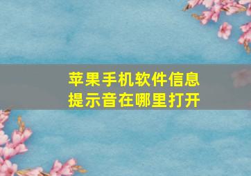 苹果手机软件信息提示音在哪里打开