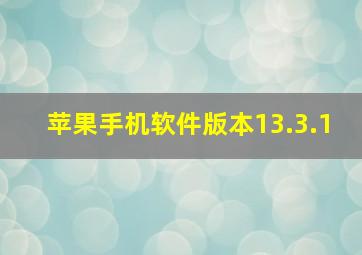 苹果手机软件版本13.3.1