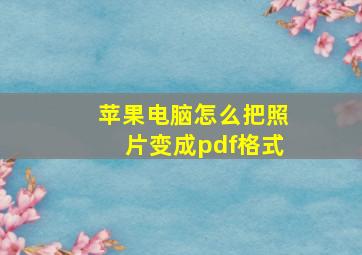 苹果电脑怎么把照片变成pdf格式