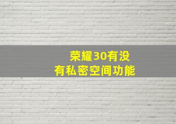 荣耀30有没有私密空间功能