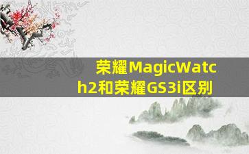 荣耀MagicWatch2和荣耀GS3i区别