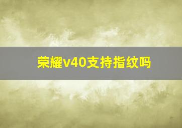 荣耀v40支持指纹吗