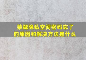 荣耀隐私空间密码忘了的原因和解决方法是什么