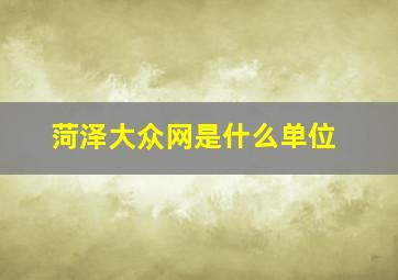 菏泽大众网是什么单位