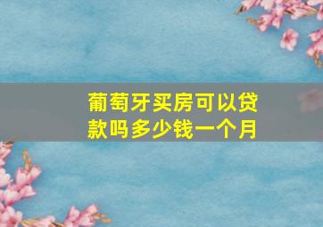 葡萄牙买房可以贷款吗多少钱一个月