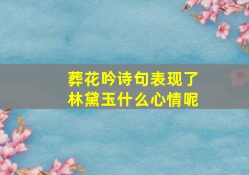 葬花吟诗句表现了林黛玉什么心情呢