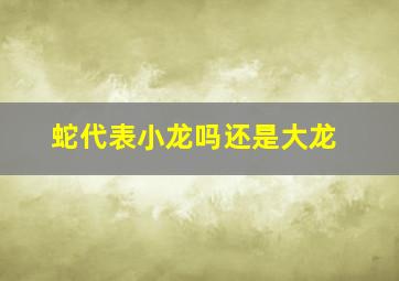 蛇代表小龙吗还是大龙