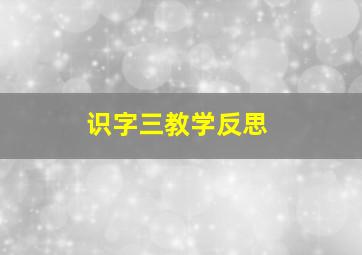 识字三教学反思