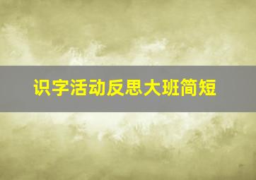 识字活动反思大班简短