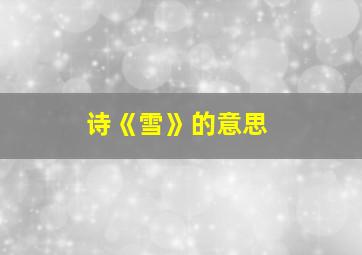 诗《雪》的意思