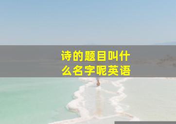 诗的题目叫什么名字呢英语