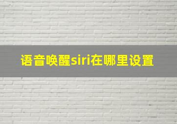 语音唤醒siri在哪里设置