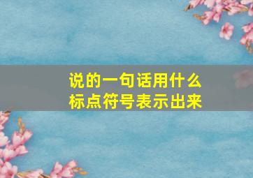 说的一句话用什么标点符号表示出来