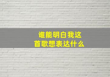 谁能明白我这首歌想表达什么