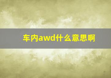 车内awd什么意思啊