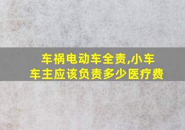 车祸电动车全责,小车车主应该负责多少医疗费