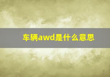 车辆awd是什么意思