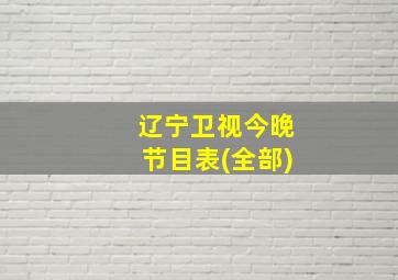 辽宁卫视今晚节目表(全部)