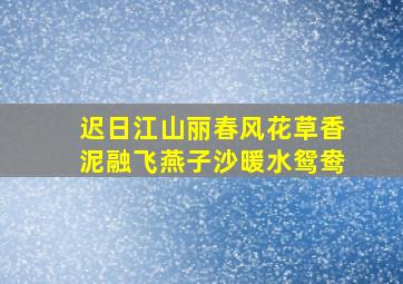 迟日江山丽春风花草香泥融飞燕子沙暖水鸳鸯