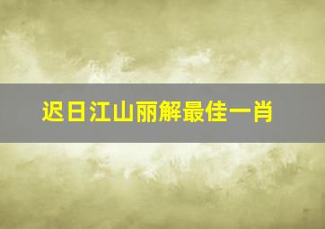 迟日江山丽解最佳一肖