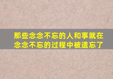 那些念念不忘的人和事就在念念不忘的过程中被遗忘了