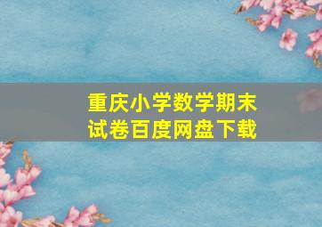 重庆小学数学期末试卷百度网盘下载