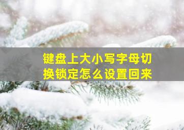 键盘上大小写字母切换锁定怎么设置回来