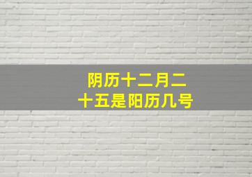 阴历十二月二十五是阳历几号