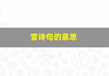 雪诗句的意思