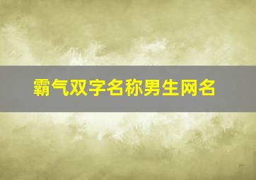 霸气双字名称男生网名