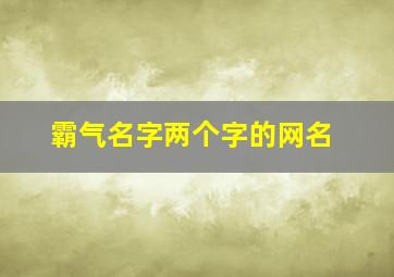 霸气名字两个字的网名