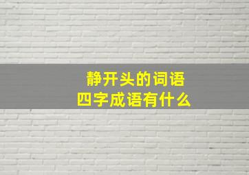 静开头的词语四字成语有什么