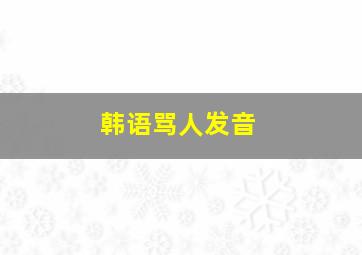 韩语骂人发音