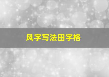 风字写法田字格