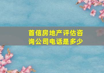 首信房地产评估咨询公司电话是多少