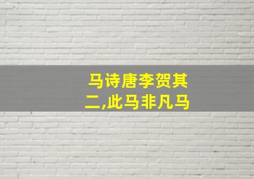 马诗唐李贺其二,此马非凡马