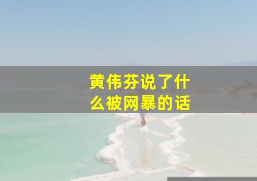 黄伟芬说了什么被网暴的话