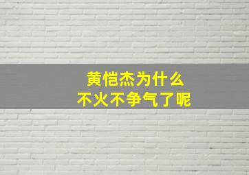 黄恺杰为什么不火不争气了呢