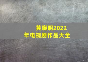 黄晓明2022年电视剧作品大全