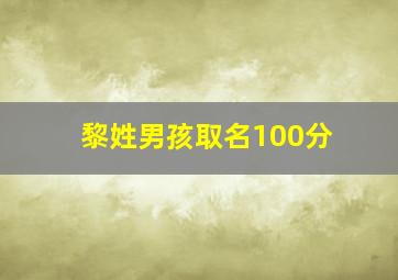 黎姓男孩取名100分